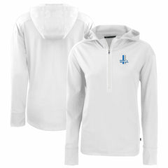 Detroit Lions Cutter & Buck Women's Throwback Daybreak Eco Recycled Half-Zip Hoodie White - NFL