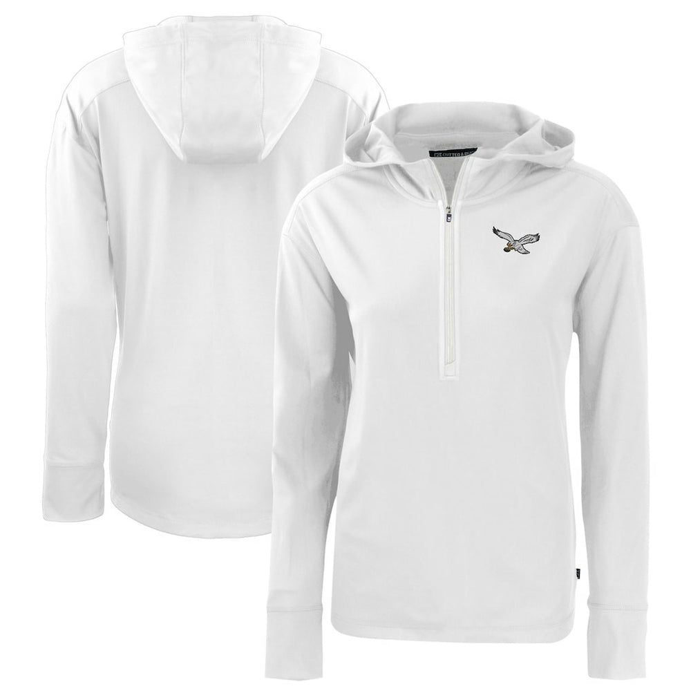 Philadelphia Eagles Cutter & Buck Women's Throwback Daybreak Eco Recycled Half-Zip Hoodie White - NFL
