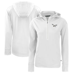Philadelphia Eagles Cutter & Buck Women's Throwback Daybreak Eco Recycled Half-Zip Hoodie White - NFL
