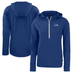 Seattle Seahawks Cutter & Buck Women's Throwback Daybreak Eco Recycled Half-Zip Hoodie Blue - NFL