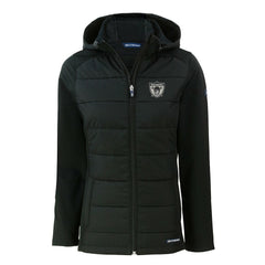 Las Vegas Raiders Cutter & Buck Women's Throwback Evoke Hybrid Eco Softshell Recycled Full-Zip Hoodie Jacket Black - NFL