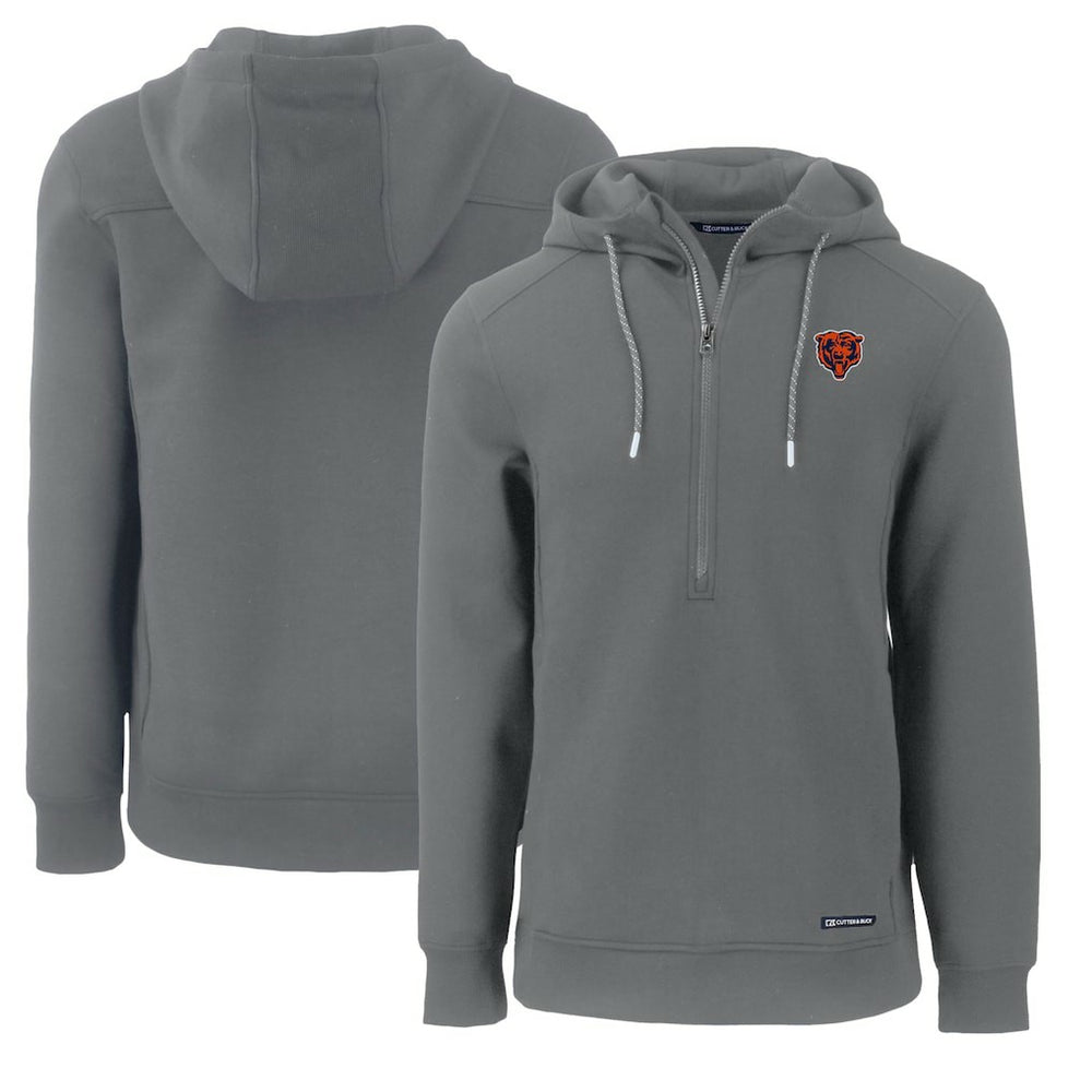 Chicago Bears Cutter & Buck Throwback Roam Eco Half-Zip Recycled Pullover Hoodie Gray - NFL