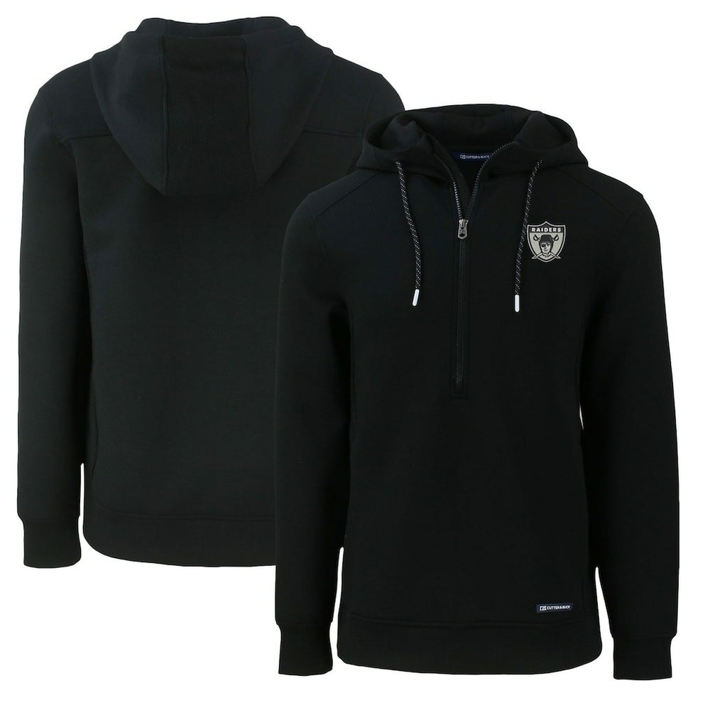 Las Vegas Raiders Cutter & Buck Throwback Roam Eco Half-Zip Recycled Pullover Hoodie Black - NFL