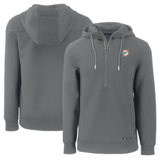 Miami Dolphins Cutter & Buck Throwback Roam Eco Half-Zip Recycled Pullover Hoodie Gray - NFL