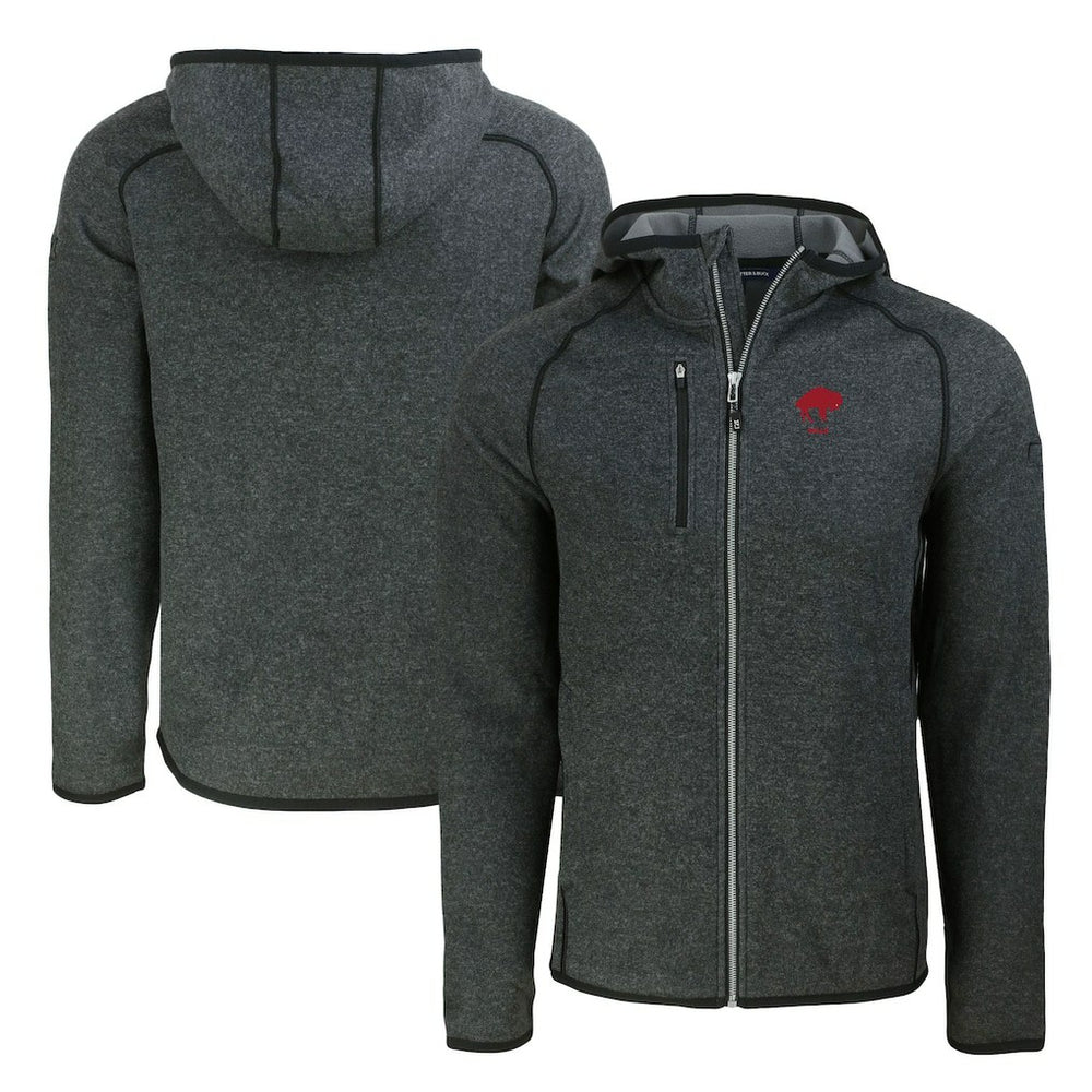 Buffalo Bills Cutter & Buck Throwback Mainsail Sweater-Knit Full-Zip Hoodie Heather Charcoal - NFL