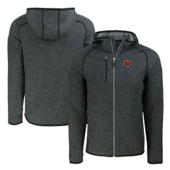 Chicago Bears Cutter & Buck Throwback Mainsail Sweater-Knit Full-Zip Hoodie Heather Charcoal - NFL
