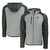 Denver Broncos Cutter & Buck Throwback Mainsail Sweater-Knit Full-Zip Hoodie Heather Gray/Heather Charcoal - NFL