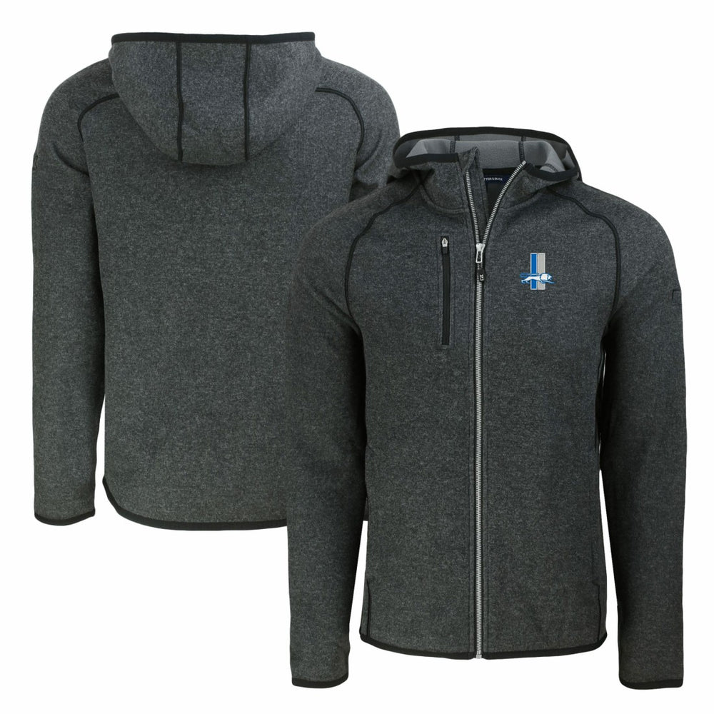 Detroit Lions Cutter & Buck Throwback Mainsail Sweater-Knit Full-Zip Hoodie Heather Charcoal - NFL