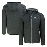 Miami Dolphins Cutter & Buck Throwback Mainsail Sweater-Knit Full-Zip Hoodie Heather Charcoal - NFL