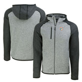 Miami Dolphins Cutter & Buck Throwback Mainsail Sweater-Knit Full-Zip Hoodie Heather Gray/Heather Charcoal - NFL