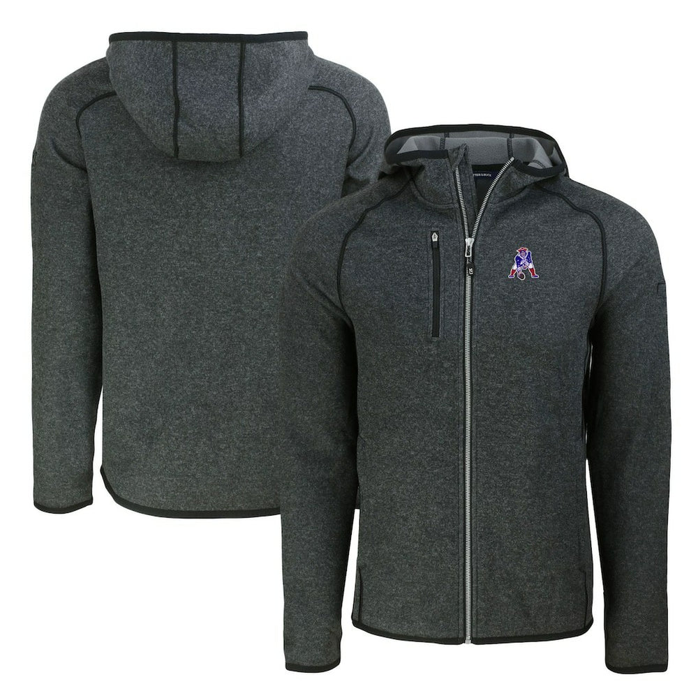 New England Patriots Cutter & Buck Throwback Mainsail Sweater-Knit Full-Zip Hoodie Heather Charcoal - NFL