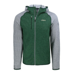 New York Jets Cutter & Buck Throwback Mainsail Sweater-Knit Full-Zip Hoodie Heather Green/Heather Gray - NFL