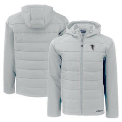 Atlanta Falcons Cutter & Buck Throwback Evoke Hybrid Eco Softshell Recycled Full-Zip Hoodie Jacket Gray - NFL