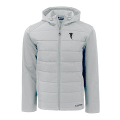 Atlanta Falcons Cutter & Buck Throwback Evoke Hybrid Eco Softshell Recycled Full-Zip Hoodie Jacket Gray - NFL