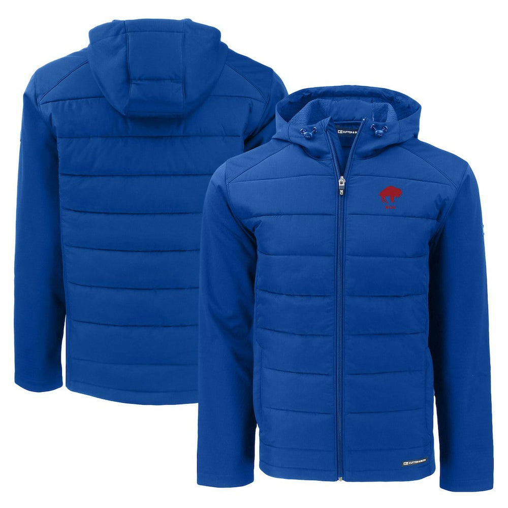 Buffalo Bills Cutter & Buck Throwback Evoke Hybrid Eco Softshell Recycled Full-Zip Hoodie Jacket Royal - NFL