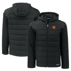 Cincinnati Bengals Cutter & Buck Throwback Evoke Hybrid Eco Softshell Recycled Full-Zip Hoodie Jacket Black - NFL
