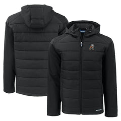 Cleveland Browns Cutter & Buck Throwback Evoke Hybrid Eco Softshell Recycled Full-Zip Hoodie Jacket Black - NFL