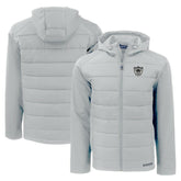 Las Vegas Raiders Cutter & Buck Throwback Evoke Hybrid Eco Softshell Recycled Full-Zip Hoodie Jacket Gray - NFL