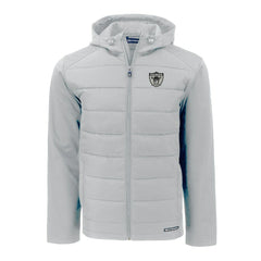 Las Vegas Raiders Cutter & Buck Throwback Evoke Hybrid Eco Softshell Recycled Full-Zip Hoodie Jacket Gray - NFL