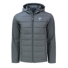 Los Angeles Chargers Cutter & Buck Throwback Evoke Hybrid Eco Softshell Recycled Full-Zip Hoodie Jacket Gray - NFL