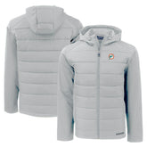 Miami Dolphins Cutter & Buck Throwback Evoke Hybrid Eco Softshell Recycled Full-Zip Hoodie Jacket Gray - NFL