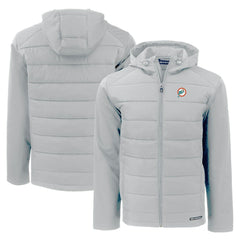 Miami Dolphins Cutter & Buck Throwback Evoke Hybrid Eco Softshell Recycled Full-Zip Hoodie Jacket Gray - NFL