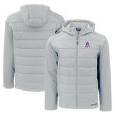 New England Patriots Cutter & Buck Throwback Evoke Hybrid Eco Softshell Recycled Full-Zip Hoodie Jacket Gray - NFL