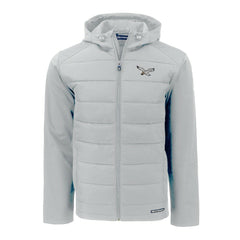 Philadelphia Eagles Cutter & Buck Throwback Evoke Hybrid Eco Softshell Recycled Full-Zip Hoodie Jacket Gray - NFL