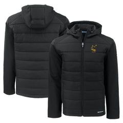 Pittsburgh Steelers Cutter & Buck Throwback Evoke Hybrid Eco Softshell Recycled Full-Zip Hoodie Jacket Black - NFL