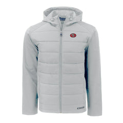 San Francisco 49ers Cutter & Buck Throwback Evoke Hybrid Eco Softshell Recycled Full-Zip Hoodie Jacket Gray - NFL