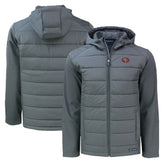 San Francisco 49ers Cutter & Buck Throwback Evoke Hybrid Eco Softshell Recycled Full-Zip Hoodie Jacket Gray - NFL