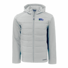 Seattle Seahawks Cutter & Buck Throwback Evoke Hybrid Eco Softshell Recycled Full-Zip Hoodie Jacket Gray - NFL