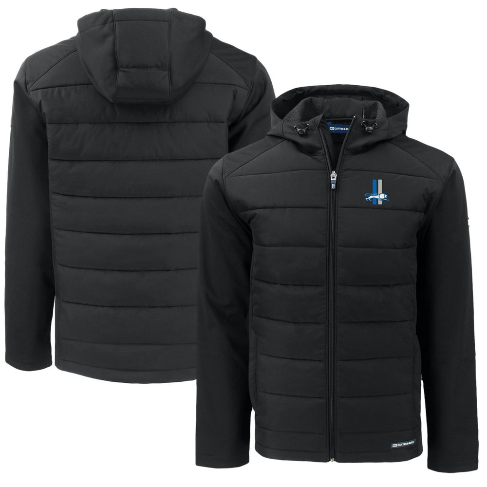 Detroit Lions Cutter & Buck Throwback Big & Tall Evoke Hybrid Eco Softshell Recycled Full-Zip Jacket Black - NFL