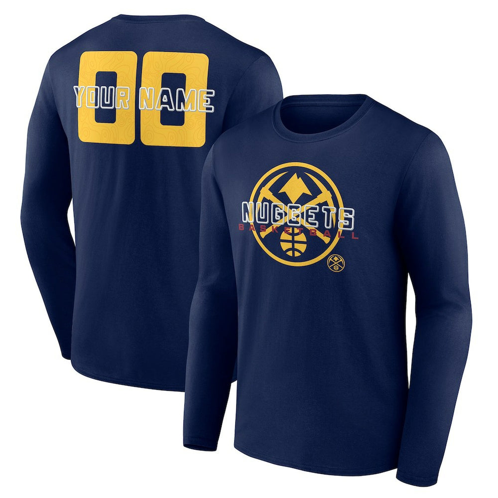 NBA - Denver Nuggets Stellar Personalized Name & Number Long Sleeve T-Shirt - Navy