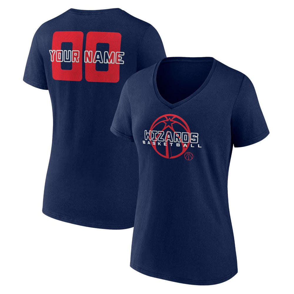 NBA - Washington Wizards Women's Stellar Personalized Name & Number V-Neck T-Shirt - Navy