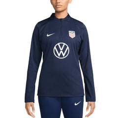 Nike USMNT Women's 2024 Strike Drill Performance Quarter-Zip Pullover Top - Navy