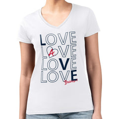 Atlanta Braves G-III 4Her by Carl Banks Women's Super-Slim Fit Lightweight Love Graphic Team V-Neck T-Shirt for sale