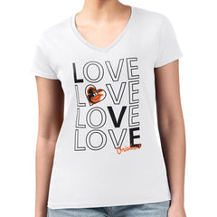 Baltimore Orioles G-III 4Her by Carl Banks Women's Super-Slim Fit Lightweight Love Graphic Team V-Neck T-Shirt Near Me