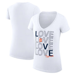 Detroit Tigers G-III 4Her by Carl Banks Women's Super-Slim Fit Lightweight Love Graphic Team V-Neck T-Shirt Clearance