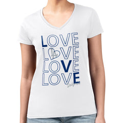 Los Angeles Dodgers G-III 4Her by Carl Banks Women's Super-Slim Fit Lightweight Love Graphic Team V-Neck T-Shirt discount