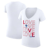 Philadelphia Phillies G-III 4Her by Carl Banks Women's Super-Slim Fit Lightweight Love Graphic Team V-Neck T-Shirt Lifestyle