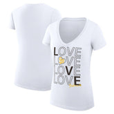 San Diego Padres G-III 4Her by Carl Banks Women's Super-Slim Fit Lightweight Love Graphic Team V-Neck T-Shirt Lifestyle