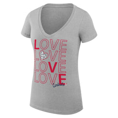 St. Louis Cardinals G-III 4Her by Carl Banks Women's Super-Slim Fit Lightweight Love Graphic Team V-Neck T-Shirt Lifestyle