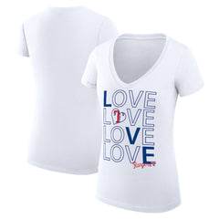 Texas Rangers G-III 4Her by Carl Banks Women's Super-Slim Fit Lightweight Love Graphic Team V-Neck T-Shirt discount