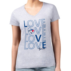 Toronto Blue Jays G-III 4Her by Carl Banks Women's Super-Slim Fit Lightweight Love Graphic Team V-Neck T-Shirt Sale