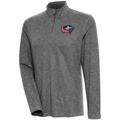 Columbus Blue Jackets - Antigua Women's Confront Quarter-Zip Pullover Top Heather Black