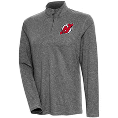 New Jersey Devils - Antigua Women's Confront Quarter-Zip Pullover Top Heather Black