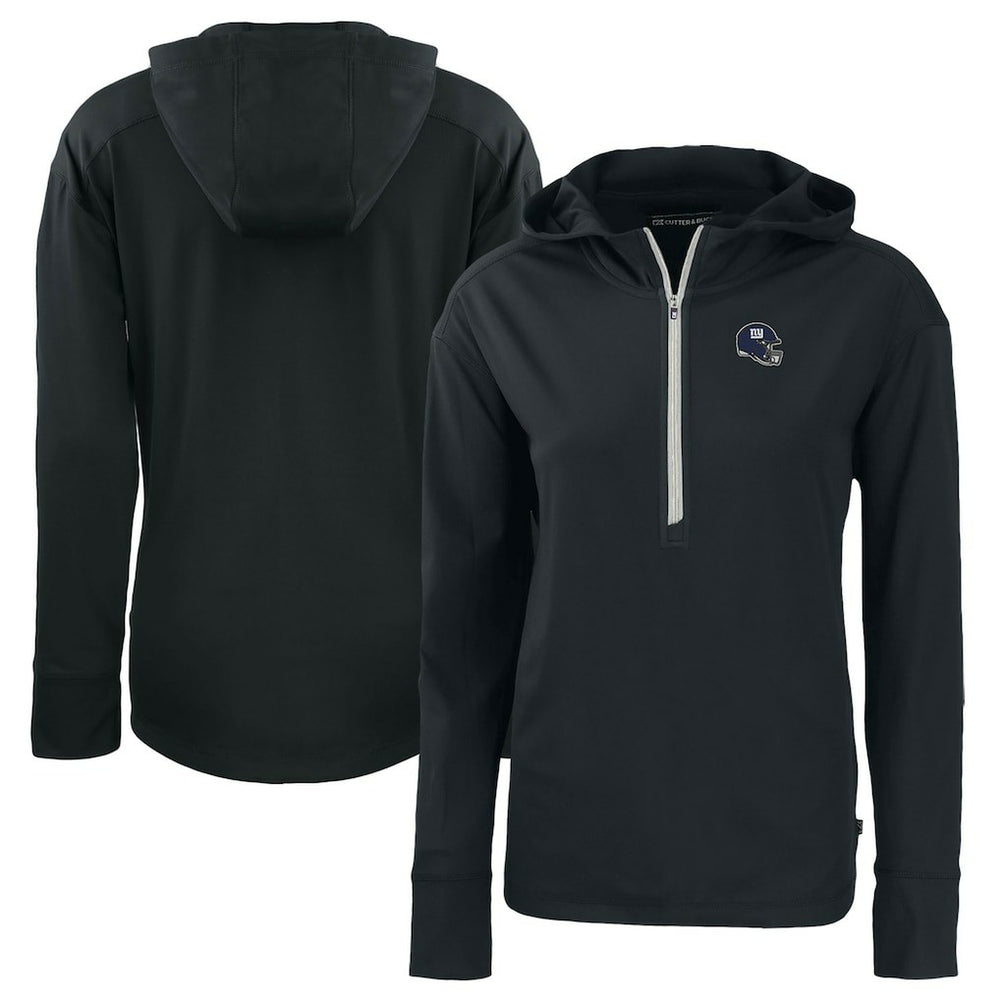 New York Giants Cutter & Buck Women's Helmet Daybreak Eco Recycled Half-Zip Hoodie Black - NFL