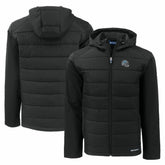Detroit Lions Cutter & Buck Helmet Evoke Hybrid Eco Softshell Recycled Full-Zip Hoodie Jacket Black - NFL
