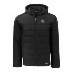 Detroit Lions Cutter & Buck Helmet Evoke Hybrid Eco Softshell Recycled Full-Zip Hoodie Jacket Black - NFL